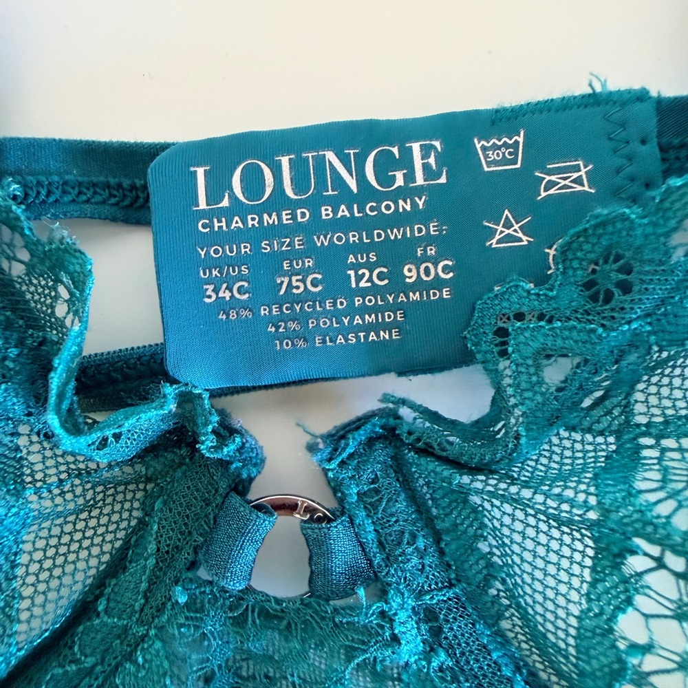 Lounge Underwear Deep Teal Lace Underwire Bra & Thong Set - Picture 2 of 2
